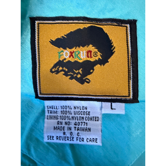 VTG New Women's FOXRUN Teal Multi-color Tropical Print Jacket Size L - Picture 10 of 11